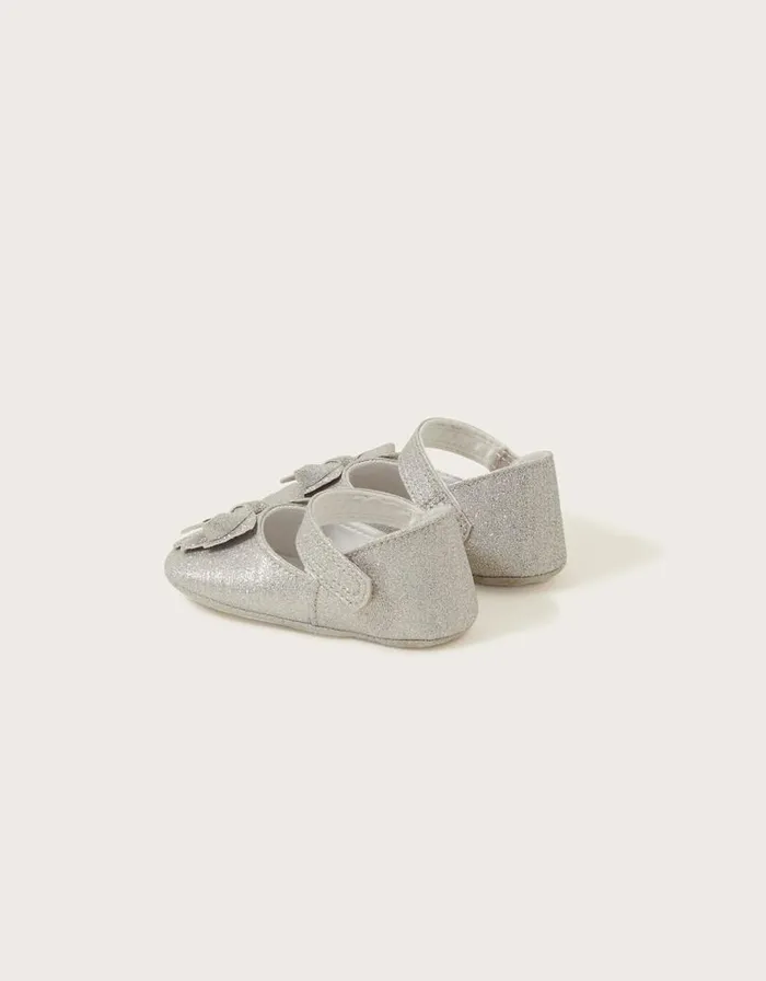 Monsoon Sparkle Bow Booties Silver Children Partywear Monsoon Sparkle Bow Booties Silver Children Partywear