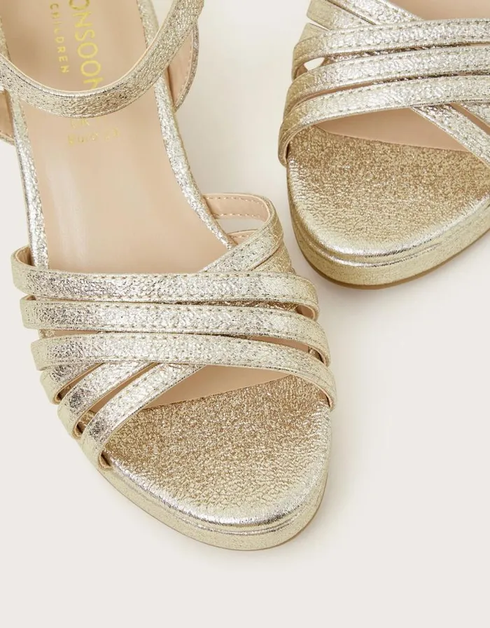 Monsoon Sparkle Sandals Gold Children Partywear Monsoon Sparkle Sandals Gold Children Partywear
