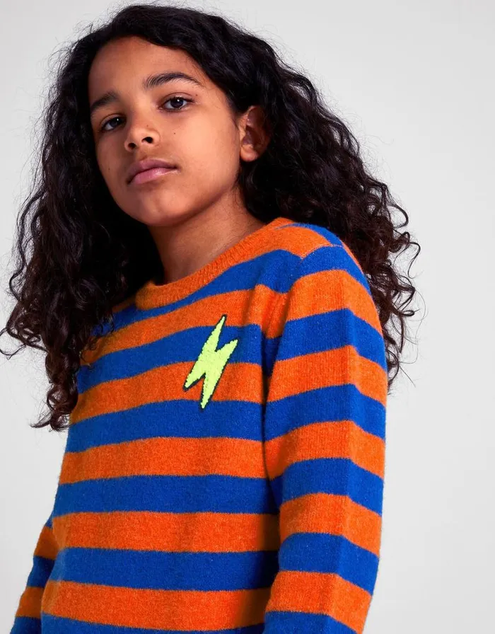 Monsoon Stripe Knit Jumper Orange Children Knitwear Jumpers and Hoodies