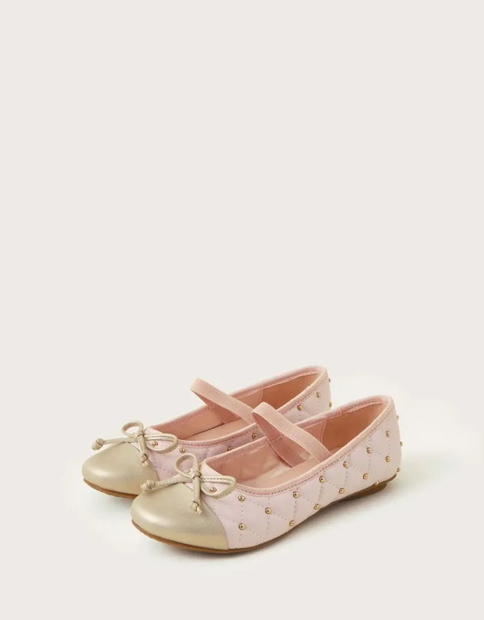 Monsoon Studded Ballet Flats Pink Children Girls039 Shoes and Sandals
