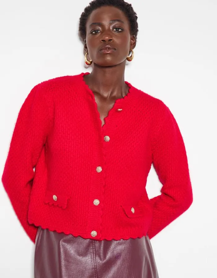 Monsoon Suki Stitch Cardigan Red Women Cardigans