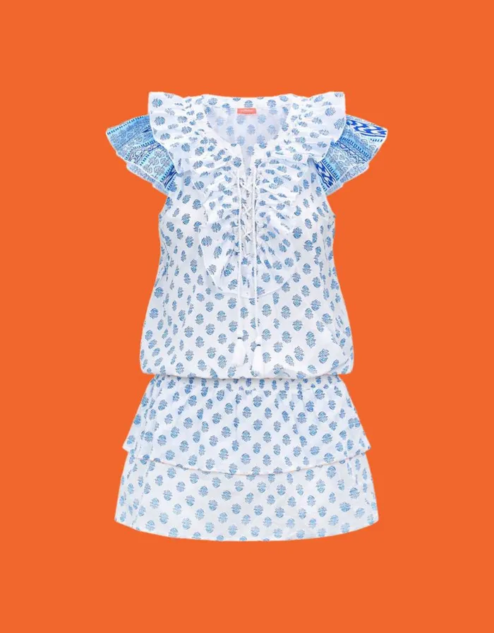 Monsoon Sunuva Block Print Dress Blue Women Beachwear and Swimwear