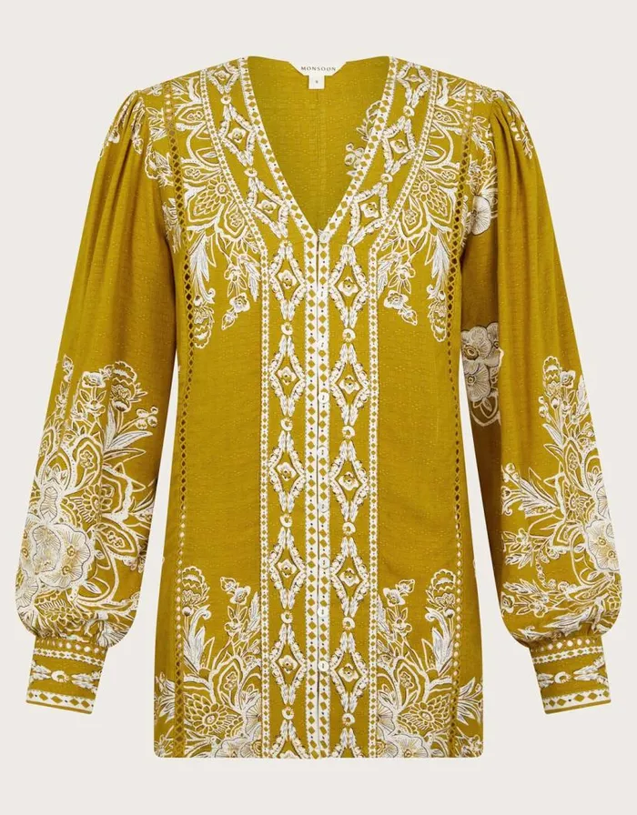 Monsoon Tillie VNeck Floral Border Print Blouse Green Women Tops and Blouses Monsoon Tillie VNeck Floral Border Print Blouse Green Women Tops and Blouses
