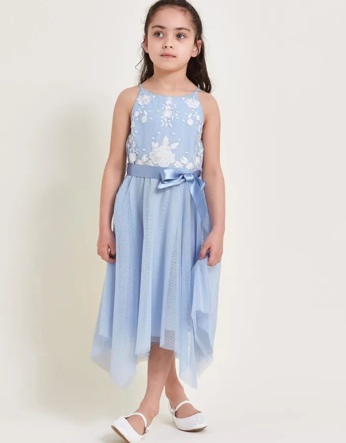Monsoon Truth Embroidered Dress Blue Children Dresses