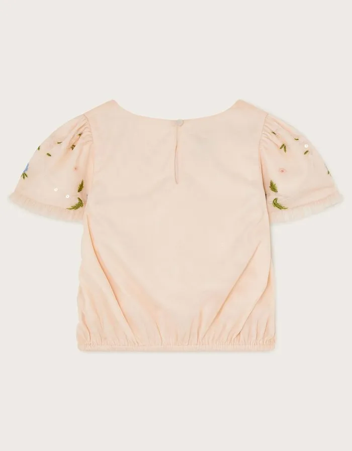Monsoon Tula Embellished Tulle Top Pink Children Partywear Monsoon Tula Embellished Tulle Top Pink Children Partywear