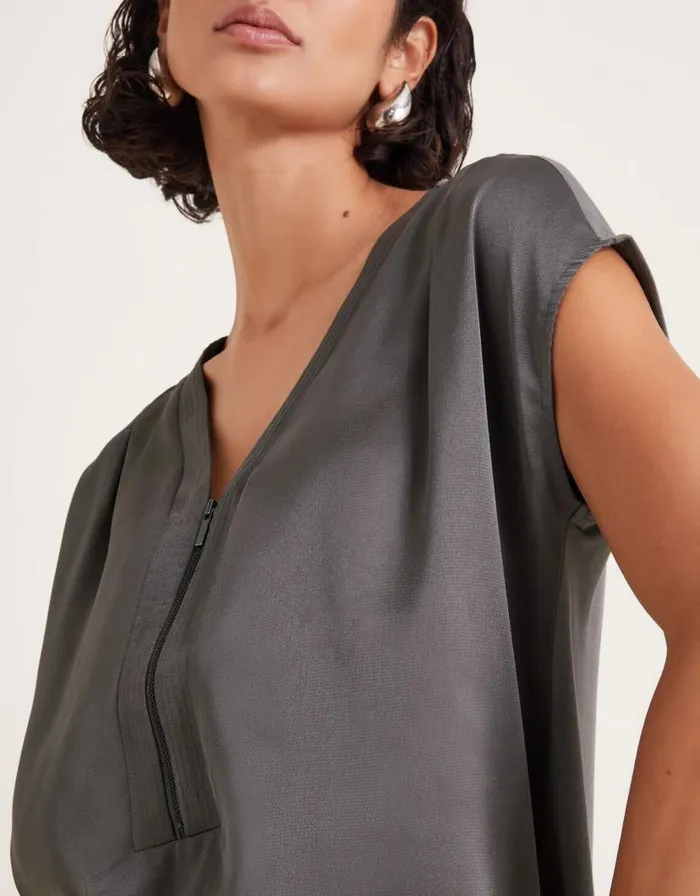 Monsoon Wilde Sleeveless Satin Top Grey Women Tops and Blouses Monsoon Wilde Sleeveless Satin Top Grey Women Tops and Blouses