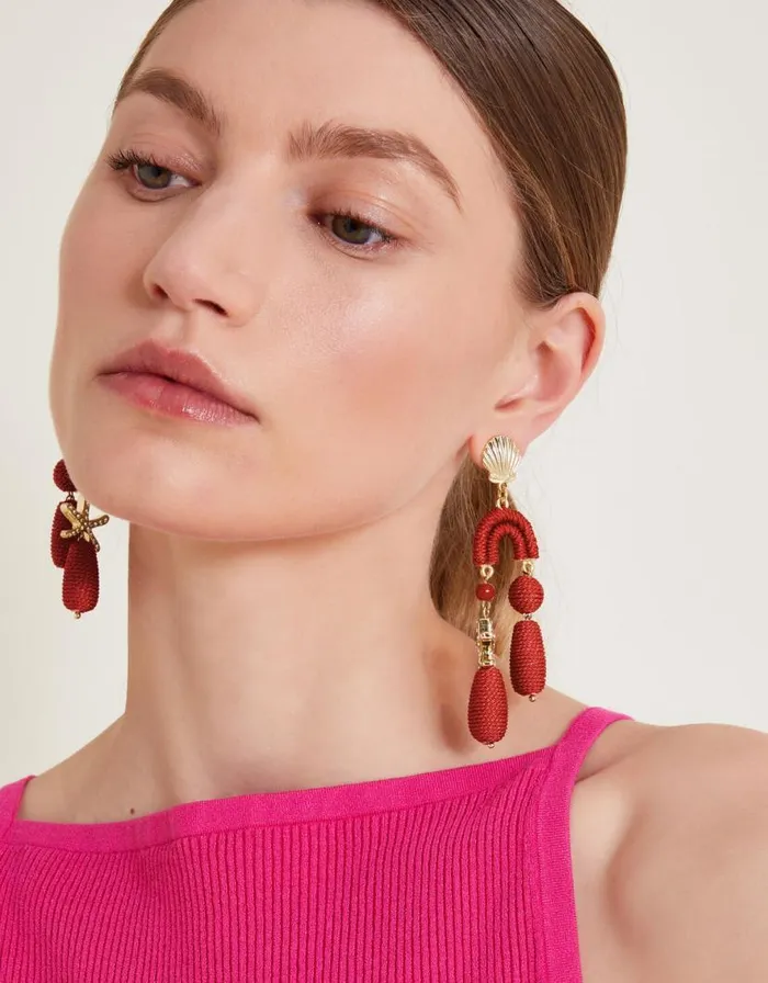 Monsoon Woven Shell Drop Earrings Women Jewellery and Hair