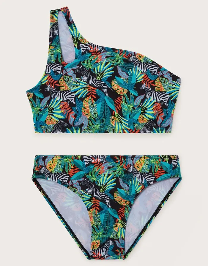 Monsoon Zebra Print Bikini Set Black Children Beachwear and Swimwear