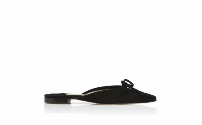Mules Women Manolo Blahnik BALLERIMUBlack Suede Flat Mules Mules Women Manolo Blahnik BALLERIMUBlack Suede Flat Mules