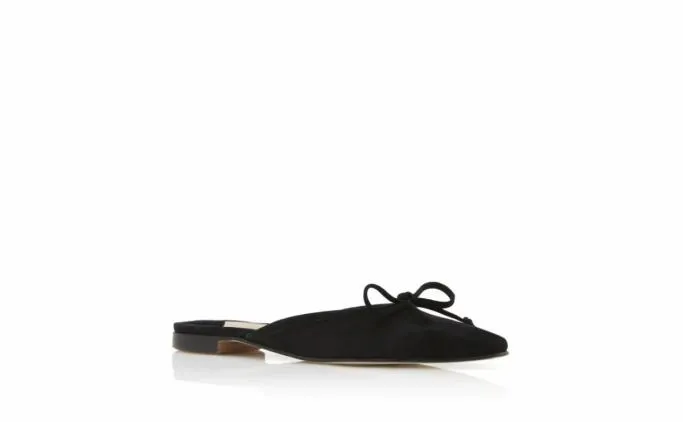 Mules Women Manolo Blahnik BALLERIMUBlack Suede Flat Mules Mules Women Manolo Blahnik BALLERIMUBlack Suede Flat Mules