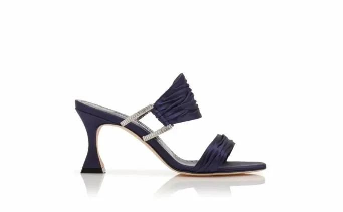 Mules Women Manolo Blahnik CHINAPNavy Blue Satin Gathered Mules Mules Women Manolo Blahnik CHINAPNavy Blue Satin Gathered Mules