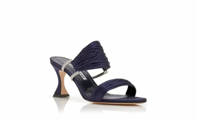 Mules Women Manolo Blahnik CHINAPNavy Blue Satin Gathered Mules Mules Women Manolo Blahnik CHINAPNavy Blue Satin Gathered Mules