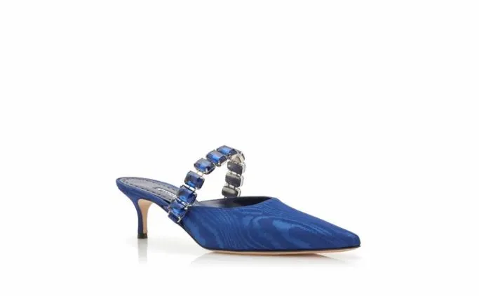 Mules Women Manolo Blahnik HUMIBAMUBlue Moire Jewel Strap Mules Mules Women Manolo Blahnik HUMIBAMUBlue Moire Jewel Strap Mules