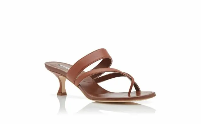 Mules Women Manolo Blahnik SUSABrown Nappa Leather Crossover Strappy Mules Mules Women Manolo Blahnik SUSABrown Nappa Leather Crossover Strappy Mules