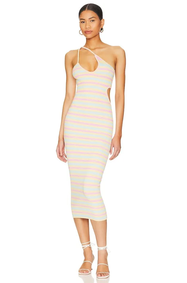 Nadira Cut Out Midi Knit Dress Pastel Stripe Women Lovers and Friends Dresses Nadira Cut Out Midi Knit Dress Pastel Stripe Women Lovers and Friends Dresses