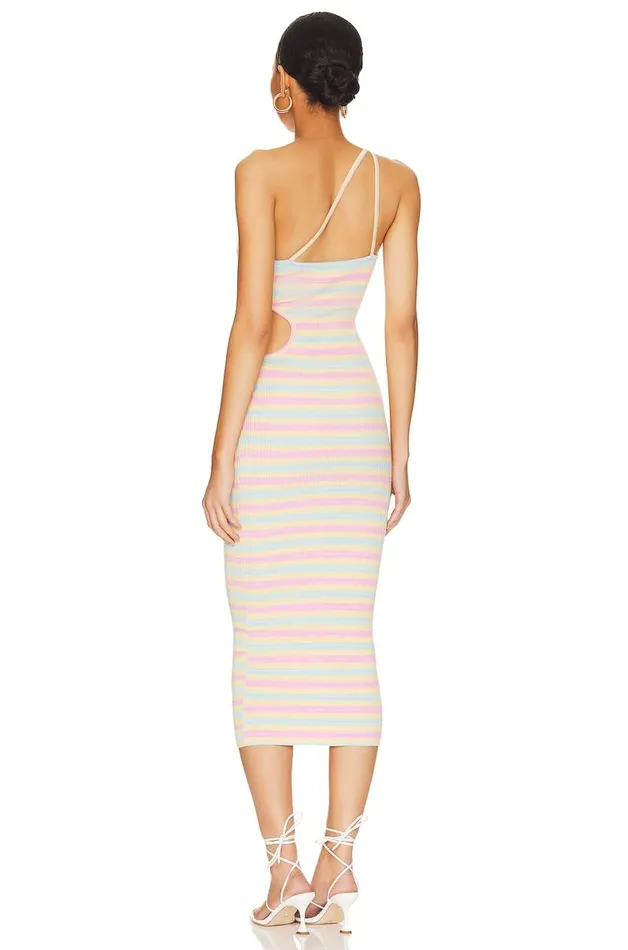 Nadira Cut Out Midi Knit Dress Pastel Stripe Women Lovers and Friends Dresses