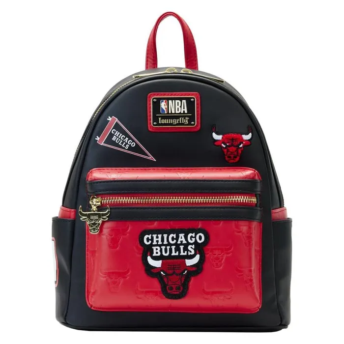 NBA Chicago Bulls Patch Icons Mini Backpack Unisex Loungefly Backpacks