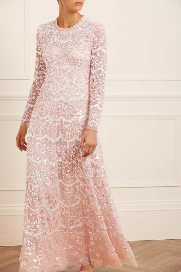 Needle and Thread Alicia Scallop Gown Pink Women Embellished Dresses
