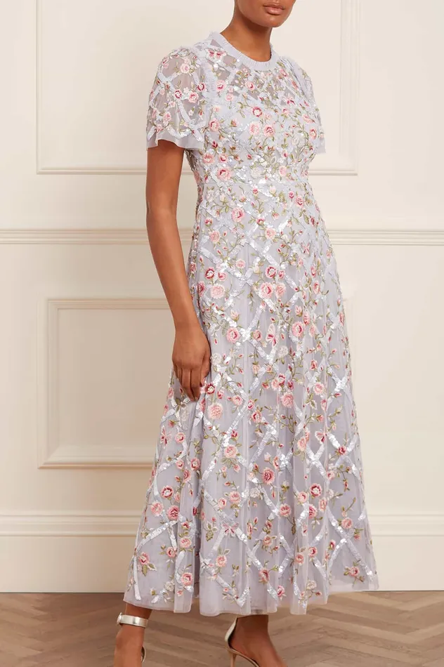 Needle and Thread Athena Rose Ankle Gown Blue Women Embroidered Dresses