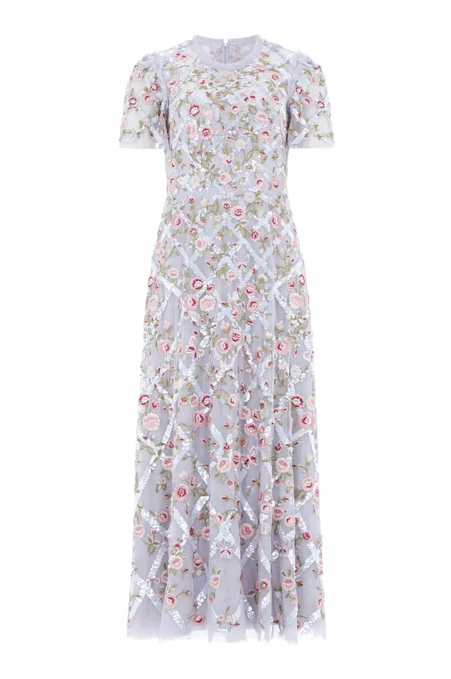 Needle and Thread Athena Rose Ankle Gown Blue Women Embroidered Dresses Needle and Thread Athena Rose Ankle Gown Blue Women Embroidered Dresses