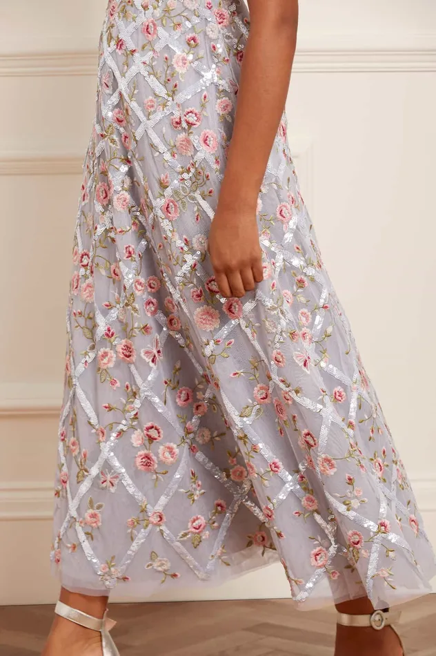 Needle and Thread Athena Rose Ankle Gown Blue Women Embroidered Dresses Needle and Thread Athena Rose Ankle Gown Blue Women Embroidered Dresses