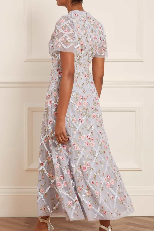 Needle and Thread Athena Rose Ankle Gown Blue Women Embroidered Dresses Needle and Thread Athena Rose Ankle Gown Blue Women Embroidered Dresses