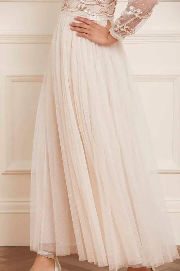 Needle and Thread Bow Sequin Bodice Ankle Gown Champagne Women Embellished Dresses Needle and Thread Bow Sequin Bodice Ankle Gown Champagne Women Embellished Dresses