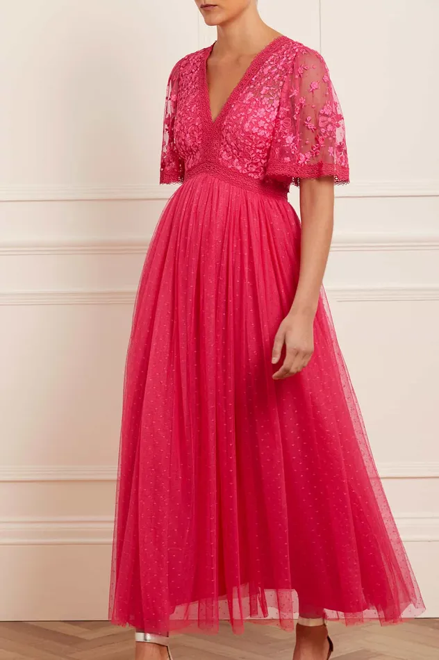 Needle and Thread Celestia Ribbon Bodice Ankle Gown Pink Women Exclusives