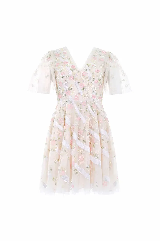 Needle and Thread Dianella Sequin Mini Dress Champagne Women Embellished Dresses