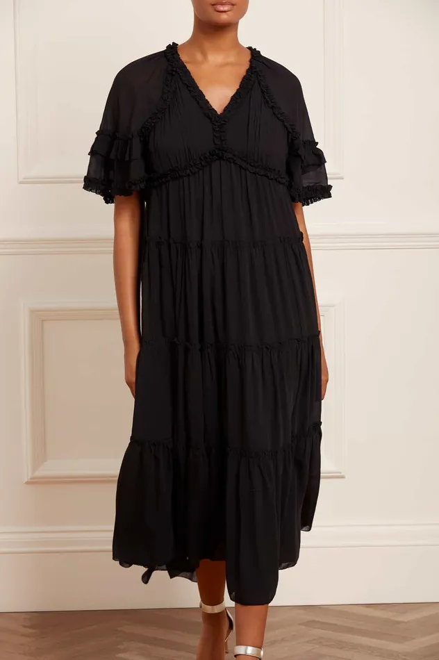 Needle and Thread Dora Chiffon Ankle Gown Black Women Day Dresses