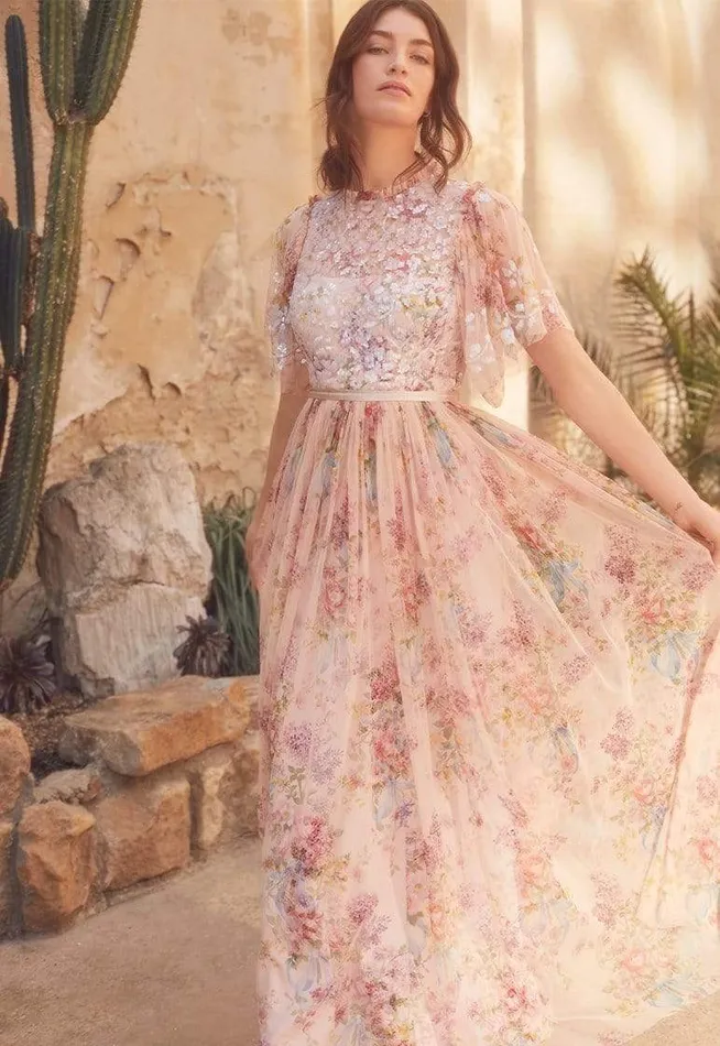 Needle and Thread Floral Diamond Bodice Maxi Dress Multi Women Embellished Dresses