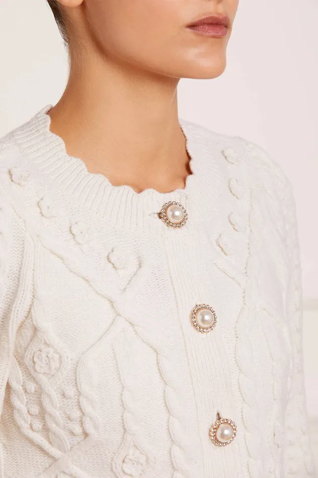 Needle and Thread Flower Applique Short Cardigan Champagne Women Exclusives