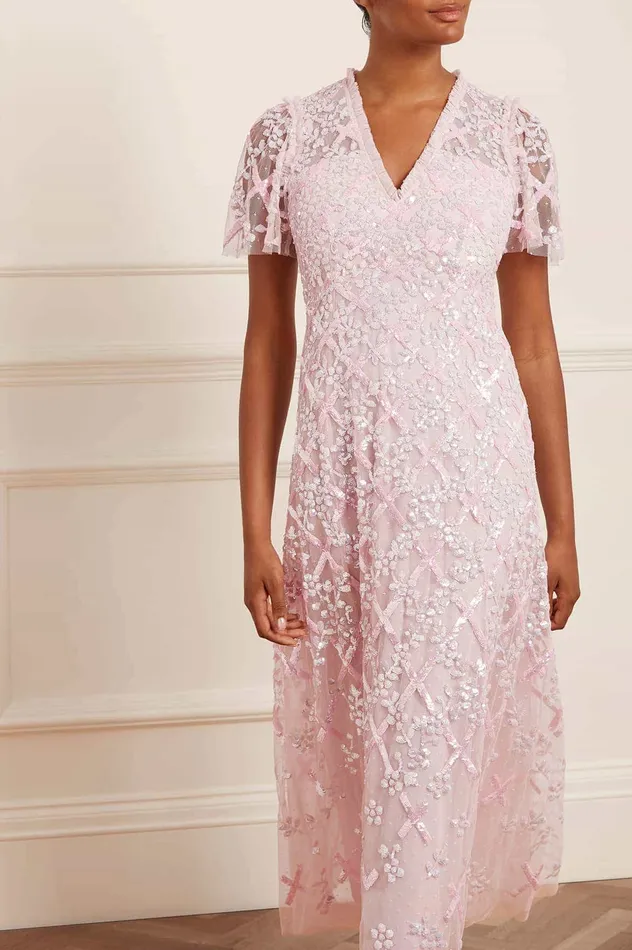 Needle and Thread Garden Lattice Gloss Ankle Gown Pink Women Embellished Dresses Needle and Thread Garden Lattice Gloss Ankle Gown Pink Women Embellished Dresses