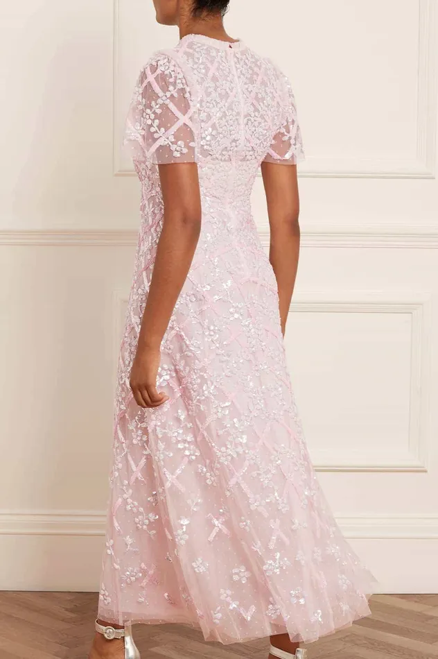 Needle and Thread Garden Lattice Gloss Ankle Gown Pink Women Embellished Dresses