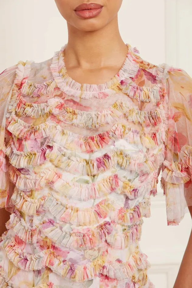 Needle and Thread Iris Ruffle Gown Multi Women Printed Dresses