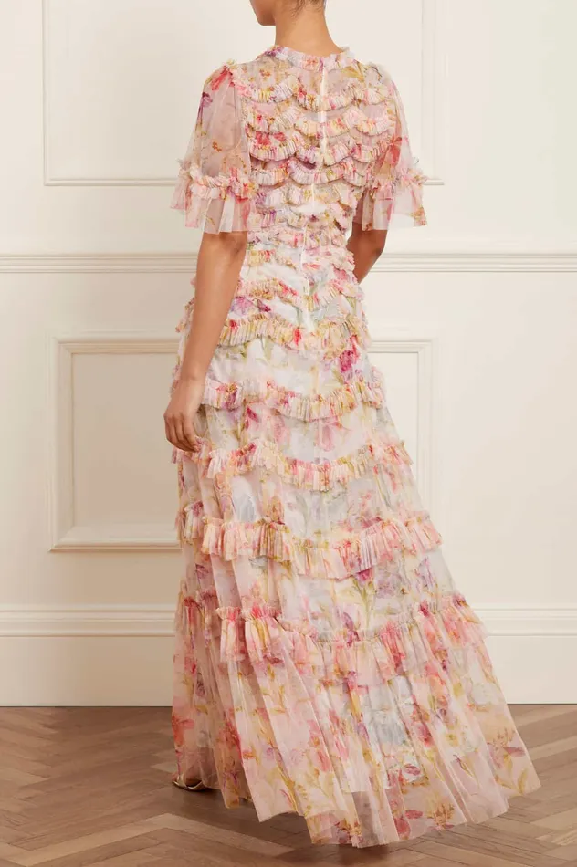 Needle and Thread Iris Ruffle Gown Multi Women Printed Dresses