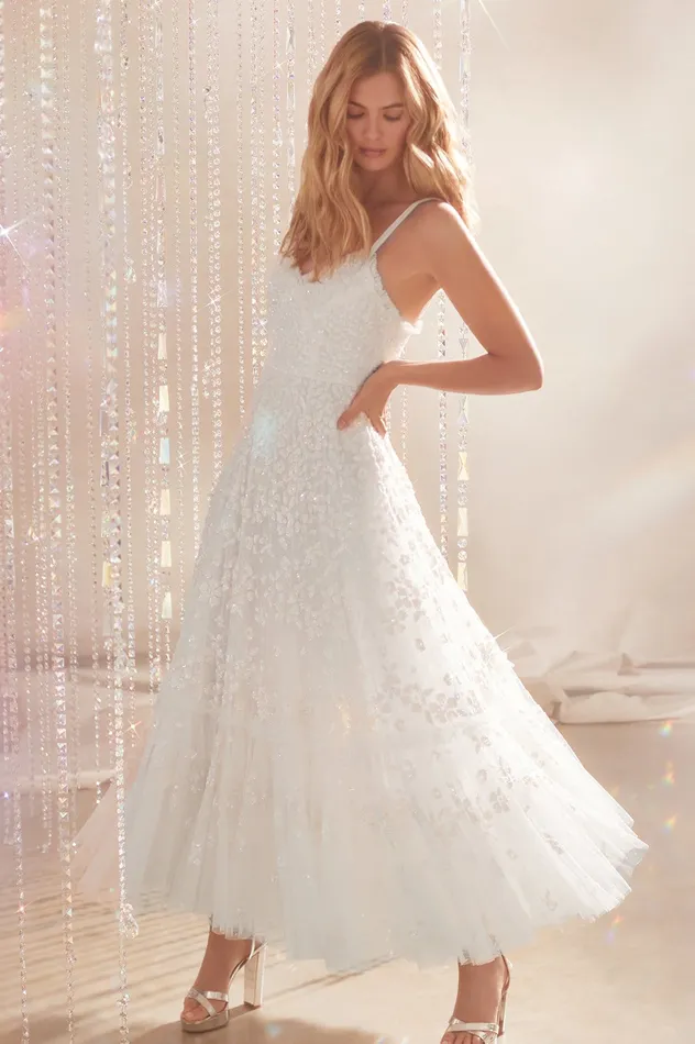 Needle and Thread Margot Cami Ankle Gown White Women Embellished Dresses