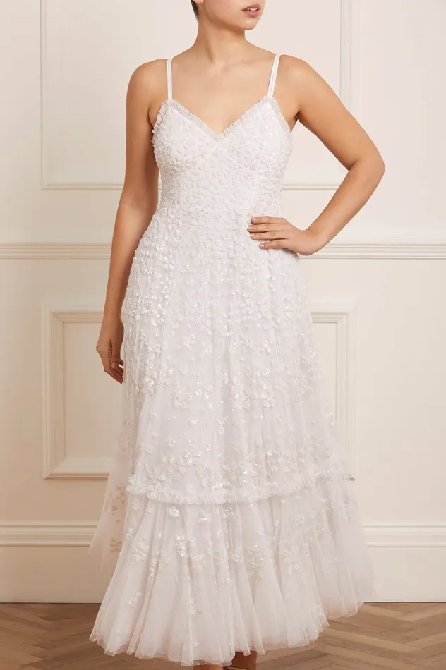 Needle and Thread Margot Cami Ankle Gown White Women Embellished Dresses
