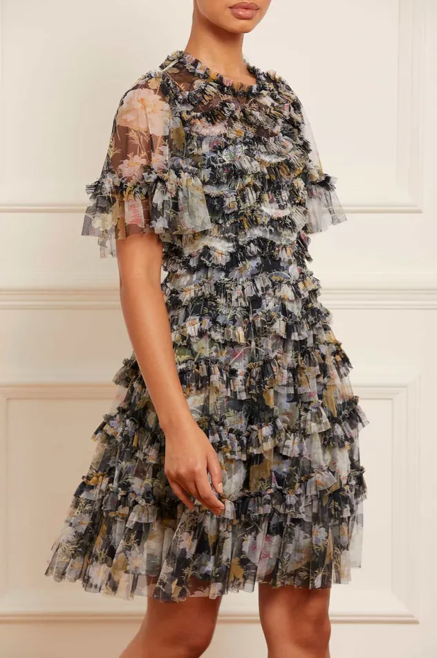 Needle and Thread Moonlight Petals Round Neck Mini Dress Black Women Printed Dresses Needle and Thread Moonlight Petals Round Neck Mini Dress Black Women Printed Dresses