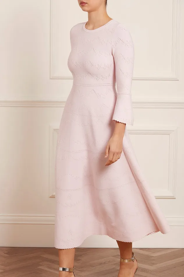 Needle and Thread Pretty Pointelle Knit Ankle Gown Pink Women Day Dresses