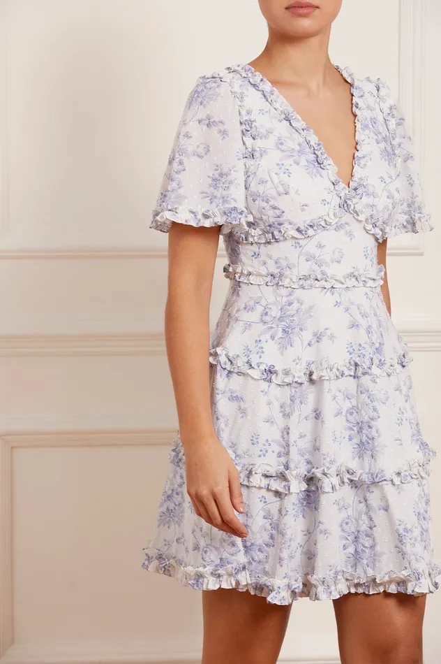 Needle and Thread Rambling Roses Cotton Micro Mini Dress Multi Women Day Dresses