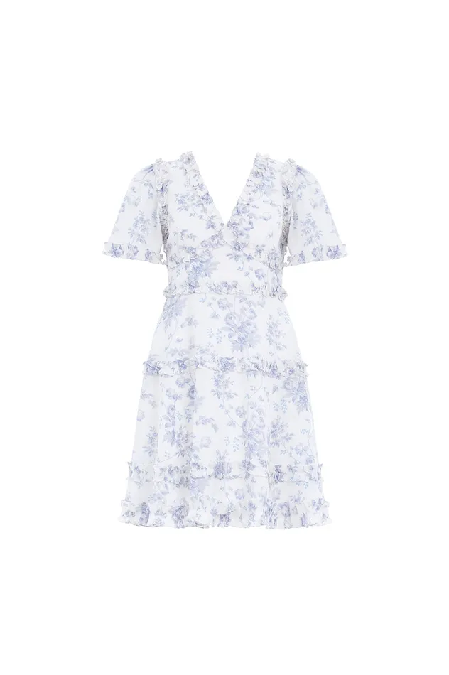 Needle and Thread Rambling Roses Cotton Micro Mini Dress Multi Women Day Dresses
