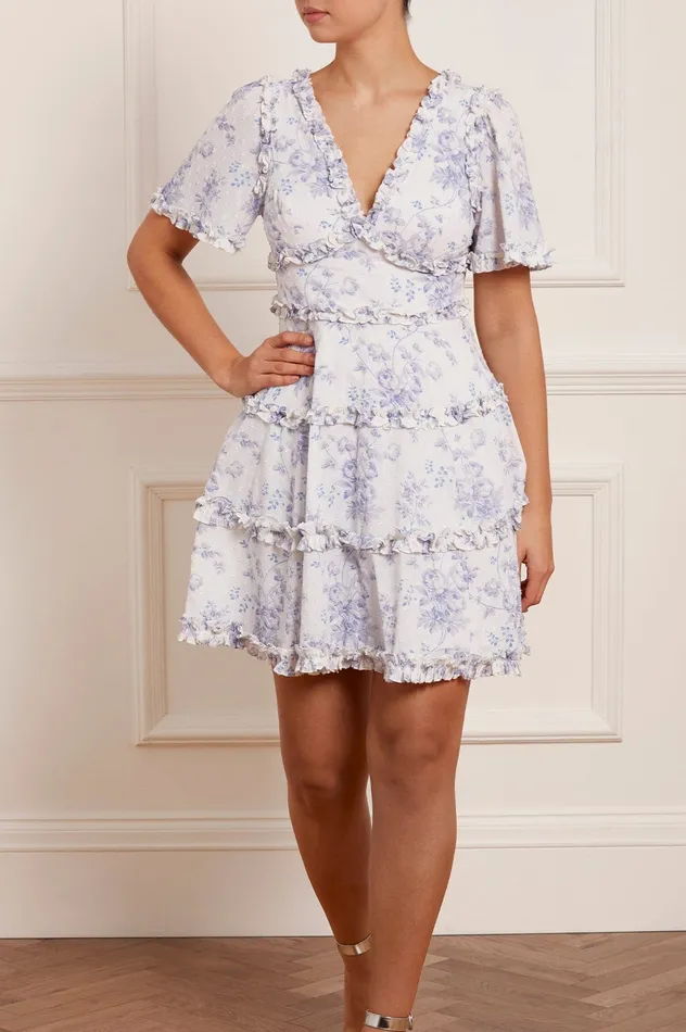 Needle and Thread Rambling Roses Cotton Micro Mini Dress Multi Women Day Dresses