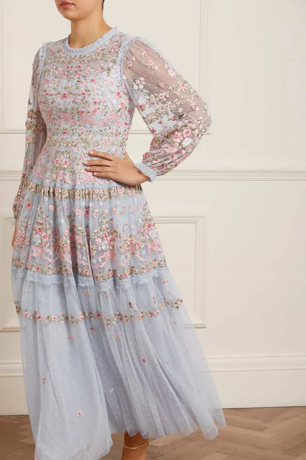 Needle and Thread Ribbon Bouquet Gown Blue Women Embroidered Dresses