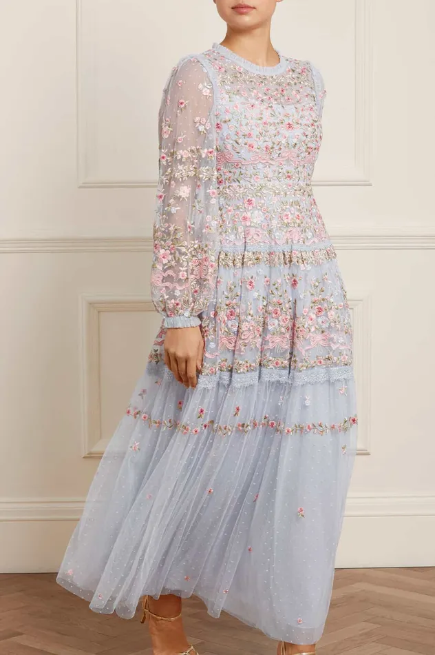 Needle and Thread Ribbon Bouquet Gown Blue Women Embroidered Dresses