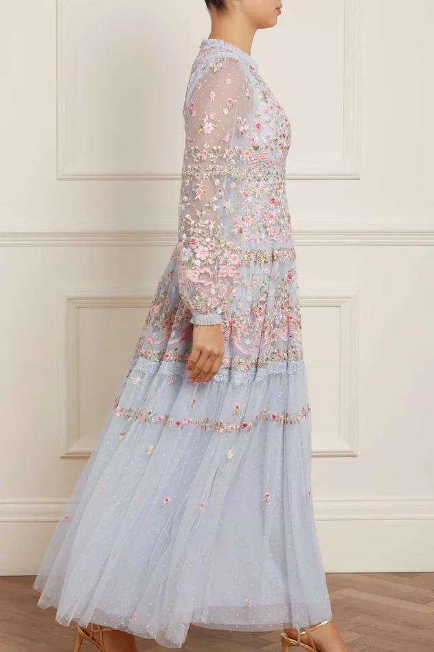 Needle and Thread Ribbon Bouquet Gown Blue Women Embroidered Dresses