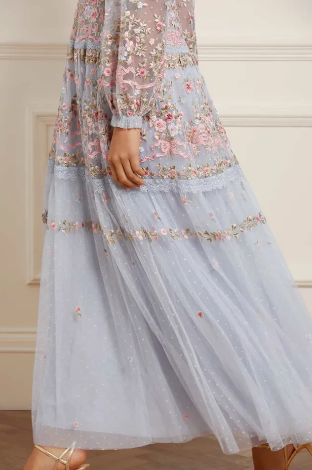 Needle and Thread Ribbon Bouquet Gown Blue Women Embroidered Dresses