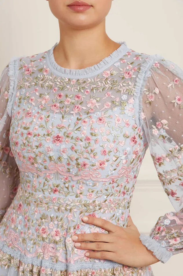 Needle and Thread Ribbon Bouquet Gown Blue Women Embroidered Dresses