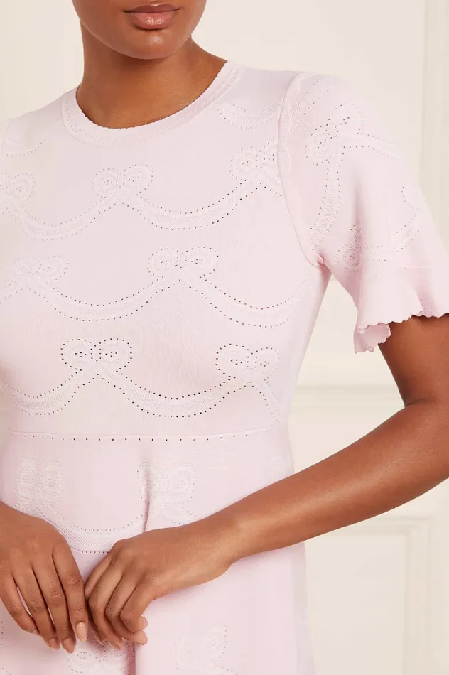 Needle and Thread Ribbon Bow Knit Ankle Gown Pink Women Knitwear Needle and Thread Ribbon Bow Knit Ankle Gown Pink Women Knitwear