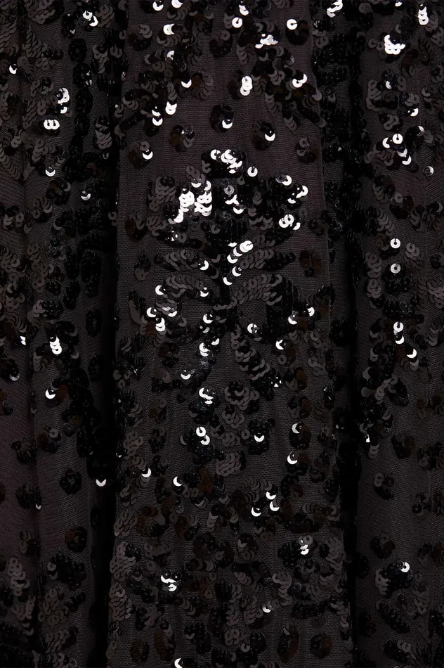 Needle and Thread Sequin Wreath OffShoulder Micro Mini Dress Black Women Evening Dresses